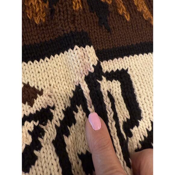 Express Long Sleeve Animal Print Cardigan Sweater Ribbed Knit Brown Women's Med - Picture 10 of 10